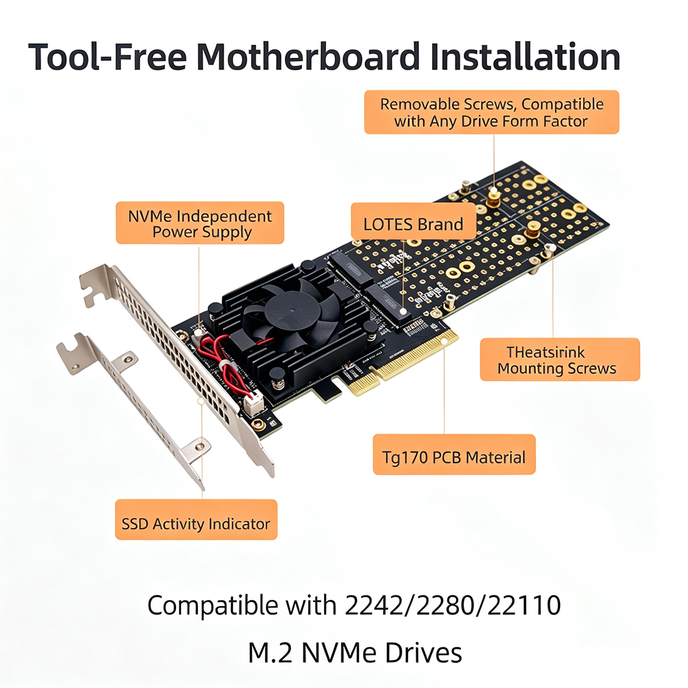 PCIe 3.0 X8 4‑Bay M.2 NVMe Exp - огляд і ціна Quad M.2 Nvme Pcie Bifurcation Card
