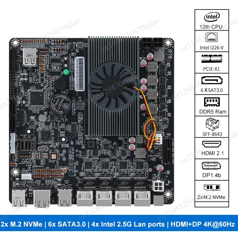 N100 6-Bay NAS Motherboard Min - огляд і ціна Nas Motherboard N100 6 Sata